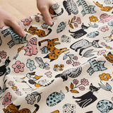 Kokka - Cotton/Linen Canvas - Scandinavian Style Cat - White
