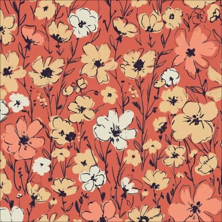 Cloud 9 - Organic Cotton Double Gauze - Canyon Blooms - Primrose