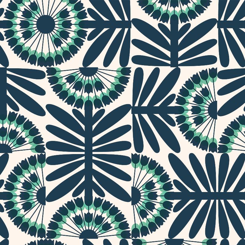 Cloud 9 - Laminated Cotton - Retro Rotating Allium