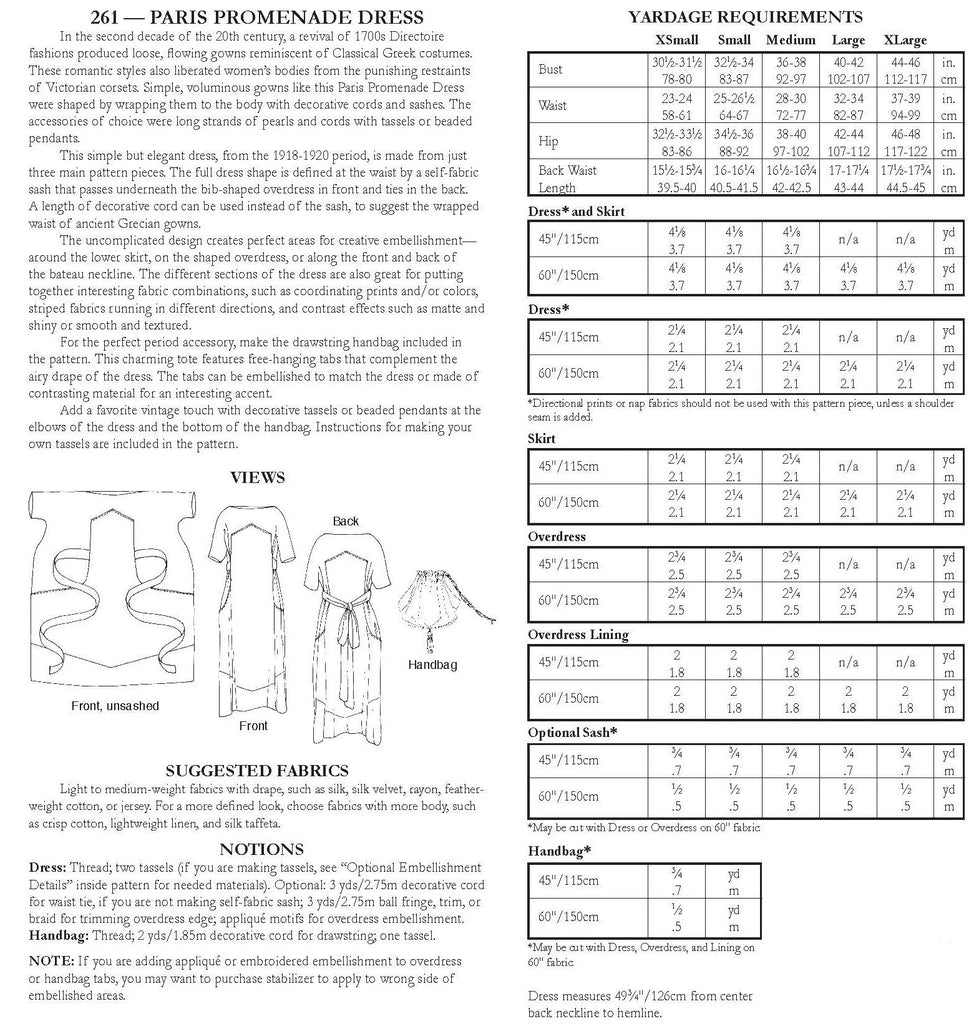 Folkwear - 261 Paris Promenade Dress - PDF and Printed Pattern