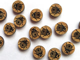 Textile Garden - Wooden Buttons - 12mm - Black Beetle