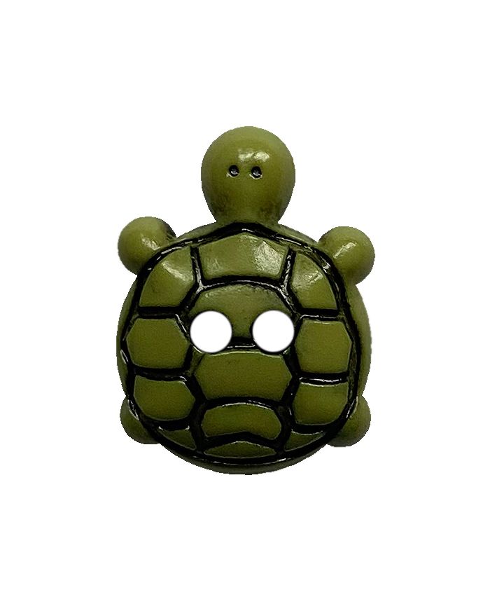 Green turtle button with two holes