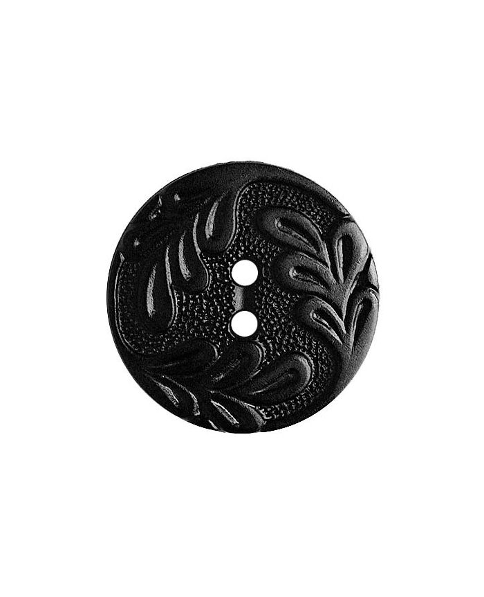 Dill - Black Leaf Ornament Button - 14mm