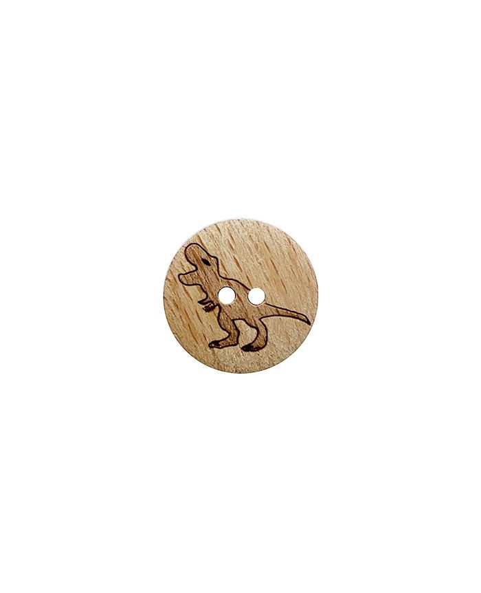Dill - Wood Button with Dinosaur - 18mm