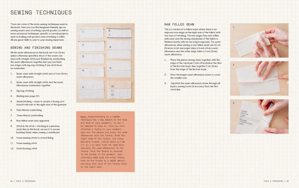 Sewing techniques guide with text and step-by-step instructions.