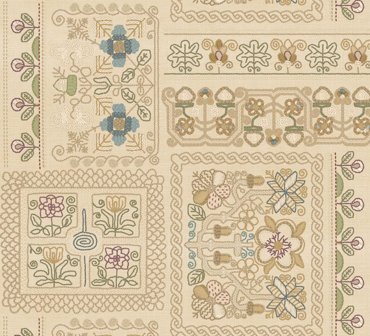 Marcus Fabrics - 108" Quilt Back - Crewel Patchwork