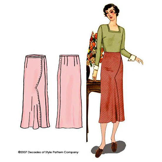 Decades of Style - #3004 1930s Shaped Seam Skirt - PDF and Printed Pattern