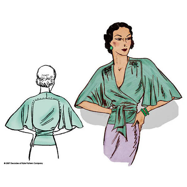 Decades of Style - #3005 1930s Butterfly Blouse - PDF and Printed Pattern
