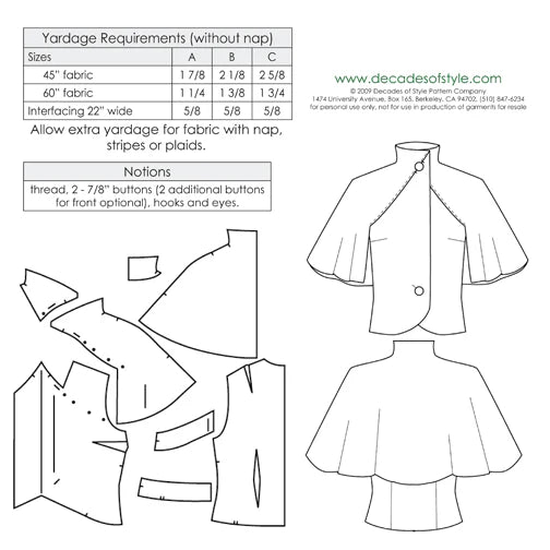 Decades of Style - #3009 1930s Capelet - PDF and Printed Pattern