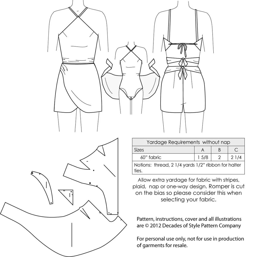 Decades of Style - #3013 1930s Beach Romper - PDF and Printed Pattern