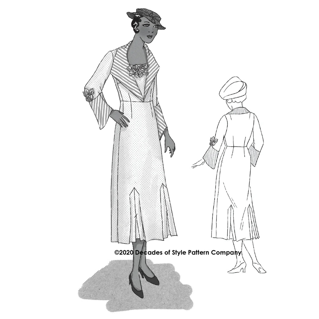 Decades of Style - #3017 1930s Corsage Dress - PDF and Printed Pattern