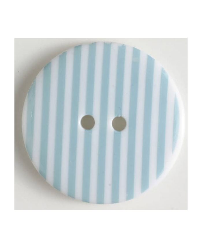 Dill - Two Hole Striped Button - 20mm - Baby Blue & White