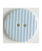 Dill - Two Hole Striped Button - 20mm - Baby Blue & White
