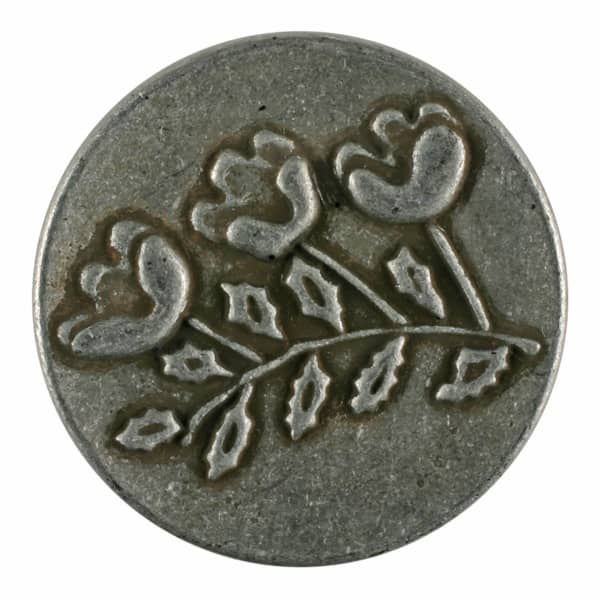 Dill - Antiqued Metal Shank Button with Flowers - 20mm