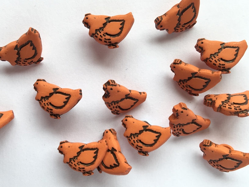 Textile Garden - Chicken Buttons - 15mm - Brown