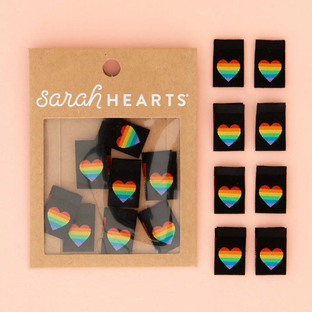Sarah Hearts - Woven Sewing Label - Rainbow Heart