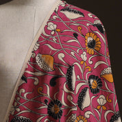 Kalamkari Print - Cotton - Vining Lotus - Fuchsia.