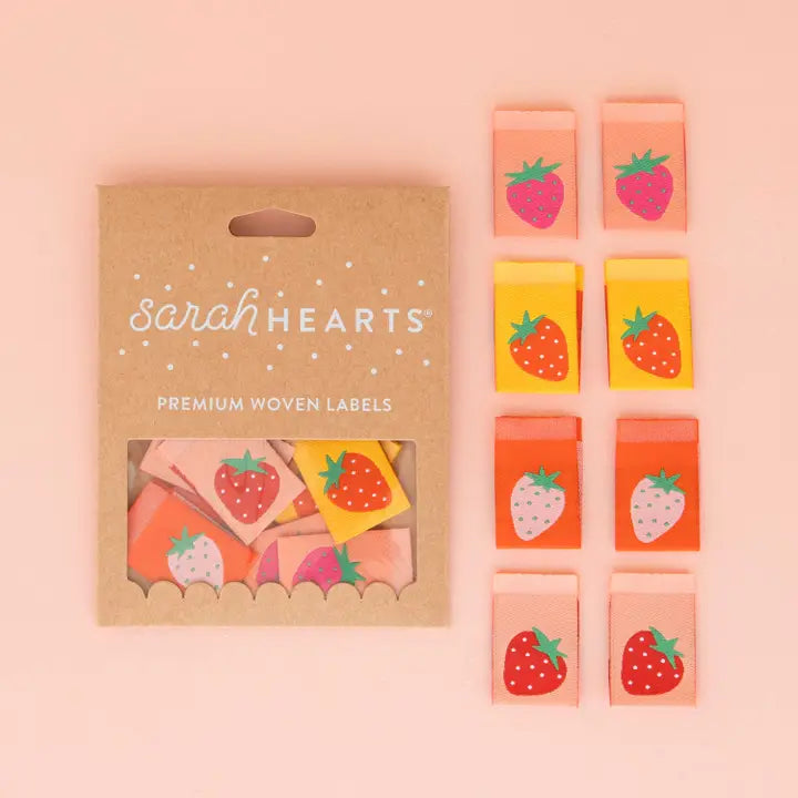 Sarah Hearts - Strawberry Multipack Woven Labels