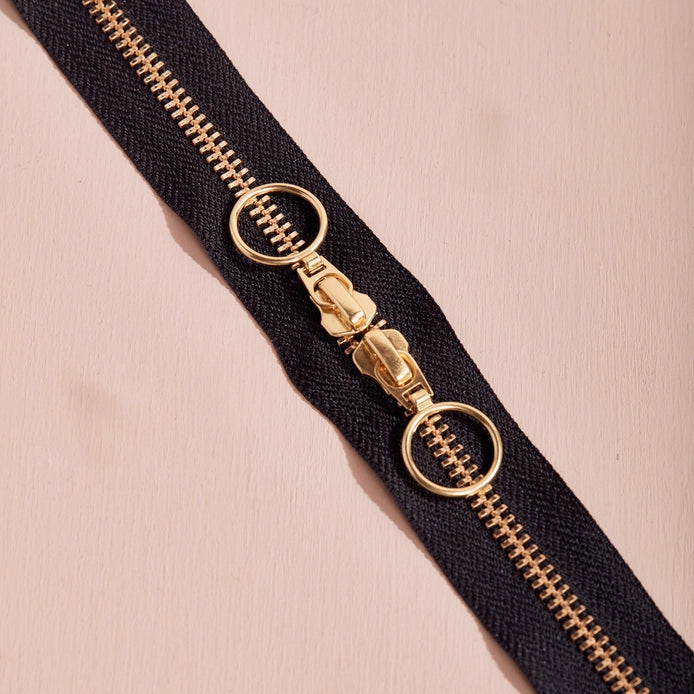 Atelier Brunette - Gold Double Zip Bag Zipper - 15.5 in/40 cm - Various Colors