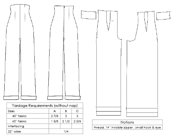 Decades of Style - #4004 1940s Empire Waist Trousers - PDF and Printed Pattern