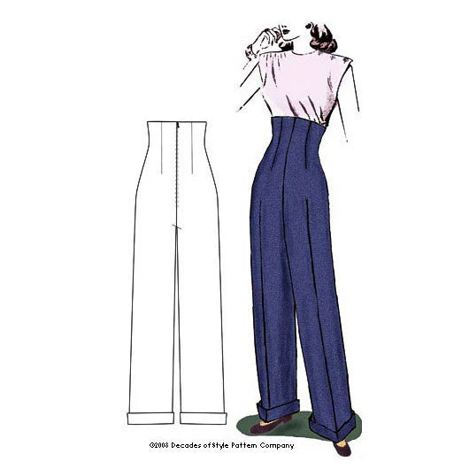 Decades of Style - #4004 1940s Empire Waist Trousers - PDF and Printed Pattern
