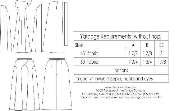 Decades of Style - #4006 1940s Arches Skirt - PDF and Printed Pattern