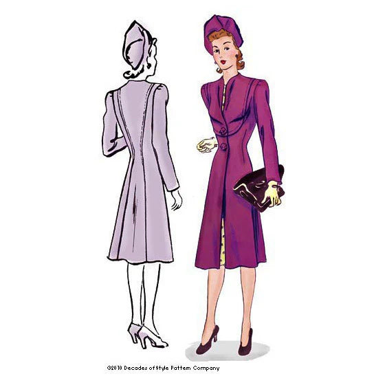 Decades of Style - #4009 1940s Claremont Coat - PDF and Printed Pattern