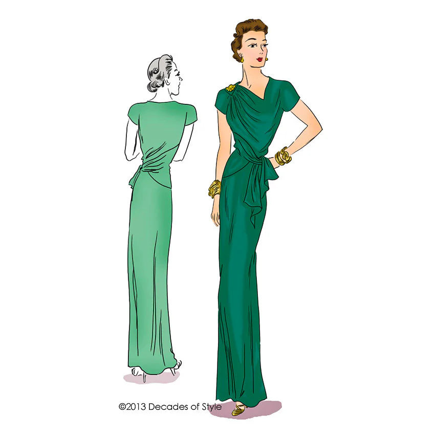 Decades of Style - #4011 1940s Point Made Gown - PDF and Printed Pattern