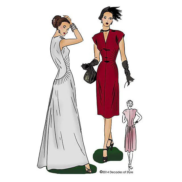 Decades of Style - #4014 1940s Belle Curve Dress - PDF and Printed Pattern