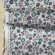 Kokka - Cotton Linen Canvas - Folksy Floral - Natural & Lilac