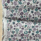 Kokka - Cotton Linen Canvas - Folksy Floral - Natural & Lilac