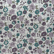 Kokka - Cotton Linen Canvas - Folksy Floral - Natural & Lilac