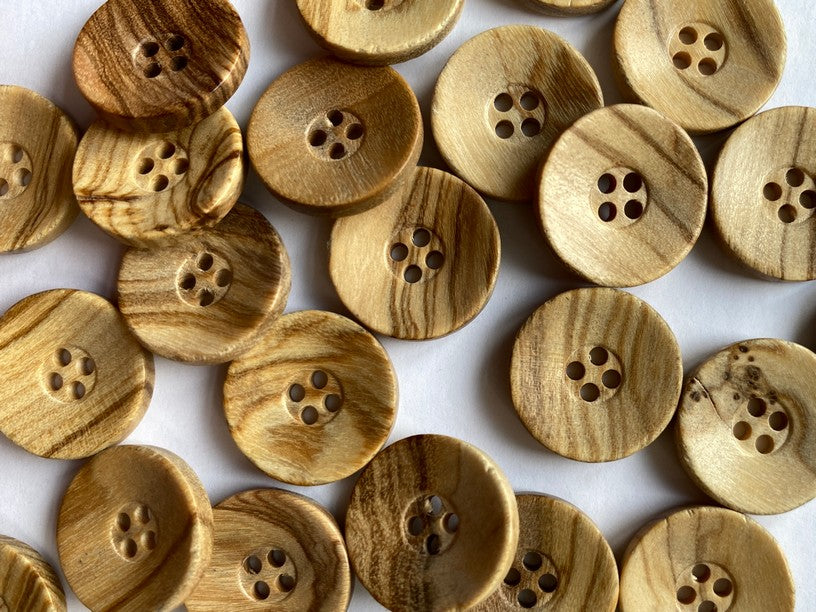 Textile Garden - Olive Wood Buttons - 18mm - Four Hole