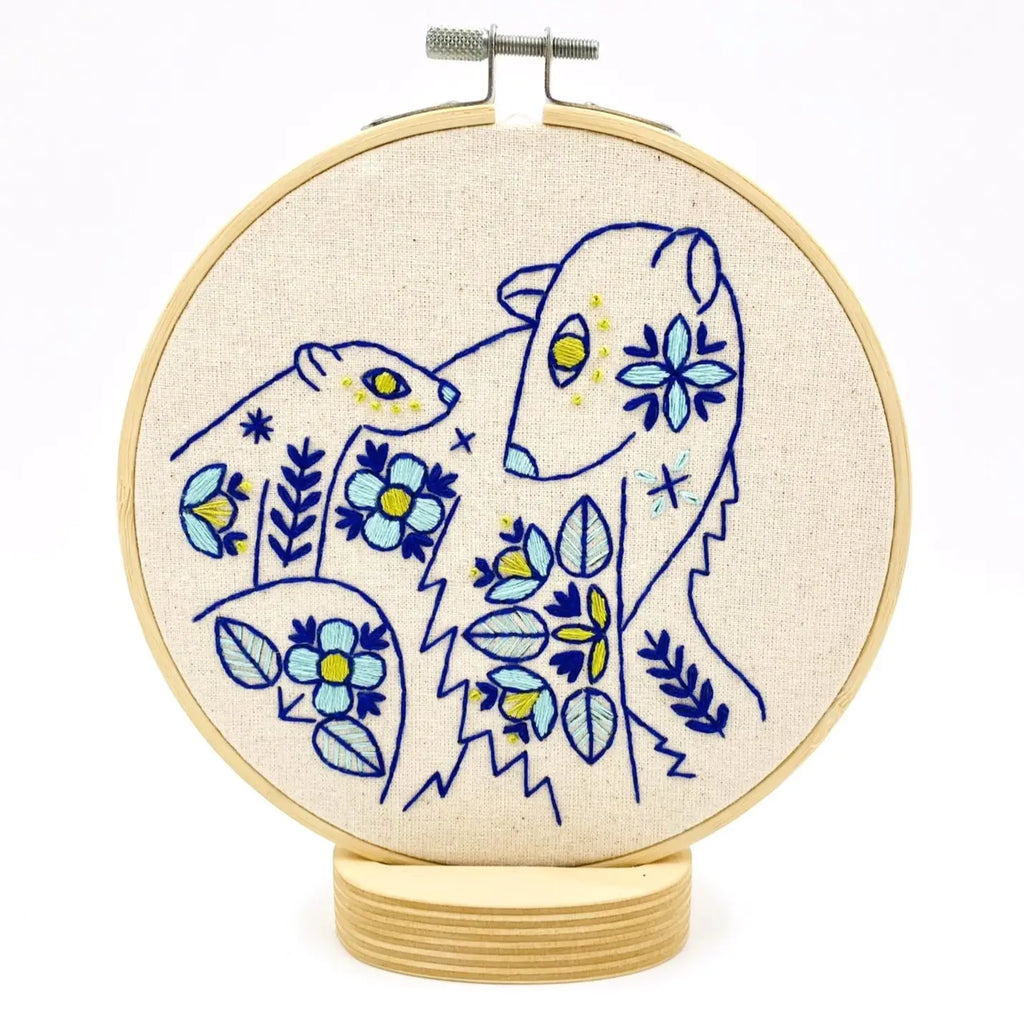 Hook, Line & Tinker - Embroidery Kit - Folk Polar Bears Color