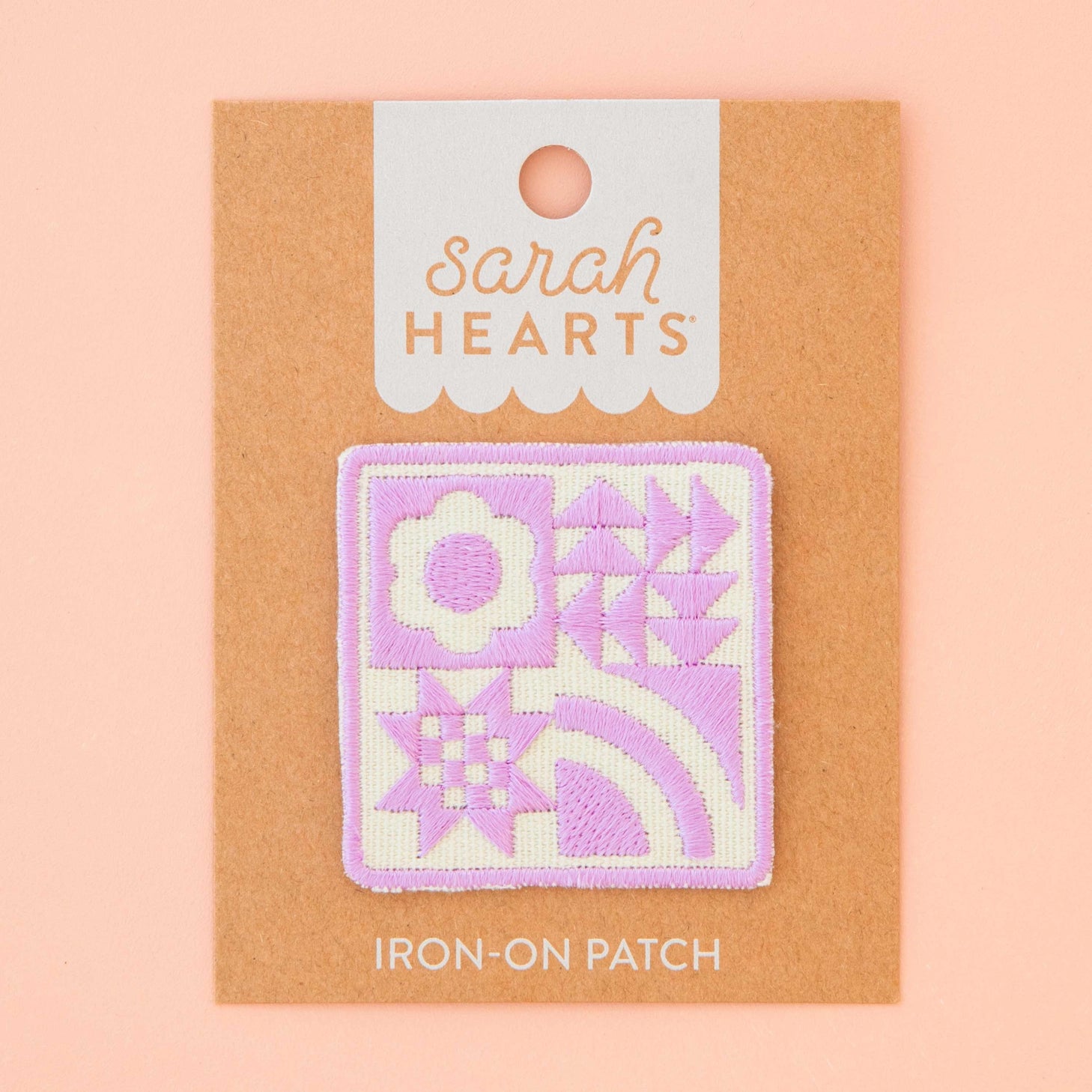 Sarah Hearts - Lavender Quilt Block Iron-On Patch