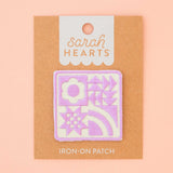 Sarah Hearts - Lavender Quilt Block Iron-On Patch