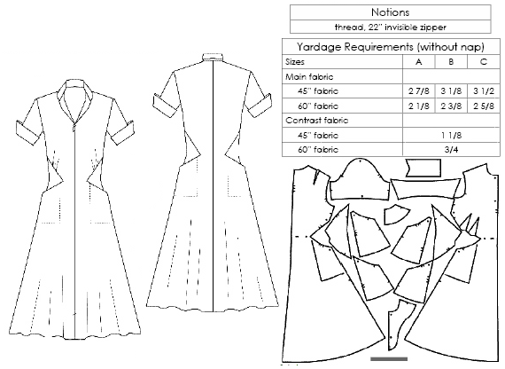 Decades of Style - #5002 1950s Diamond Dress - PDF and Printed Pattern
