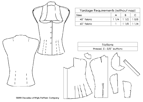 Decades of Style - #5003 1950s Collar Confection Blouse - PDF and Printed Pattern
