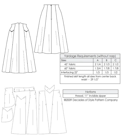 Decades of Style - #5004 1950s Gourmet Skirt - PDF and Printed Pattern