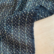 Hokkoh - Seersucker Cotton Lawn - Tiny Floral Stripe - Black