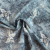 Hokkoh - Seersucker Cotton Lawn - Faux Kanoko Dot Leaves - Blue