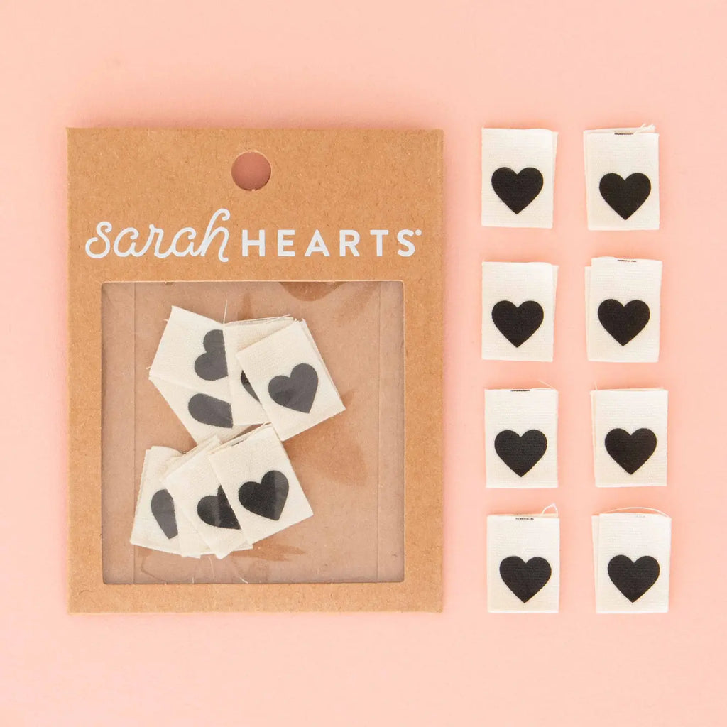 Sarah Hearts - Cotton Sewing Label - Black Heart