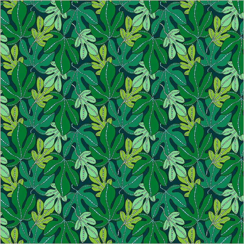 Pattern of green leaves on a green background