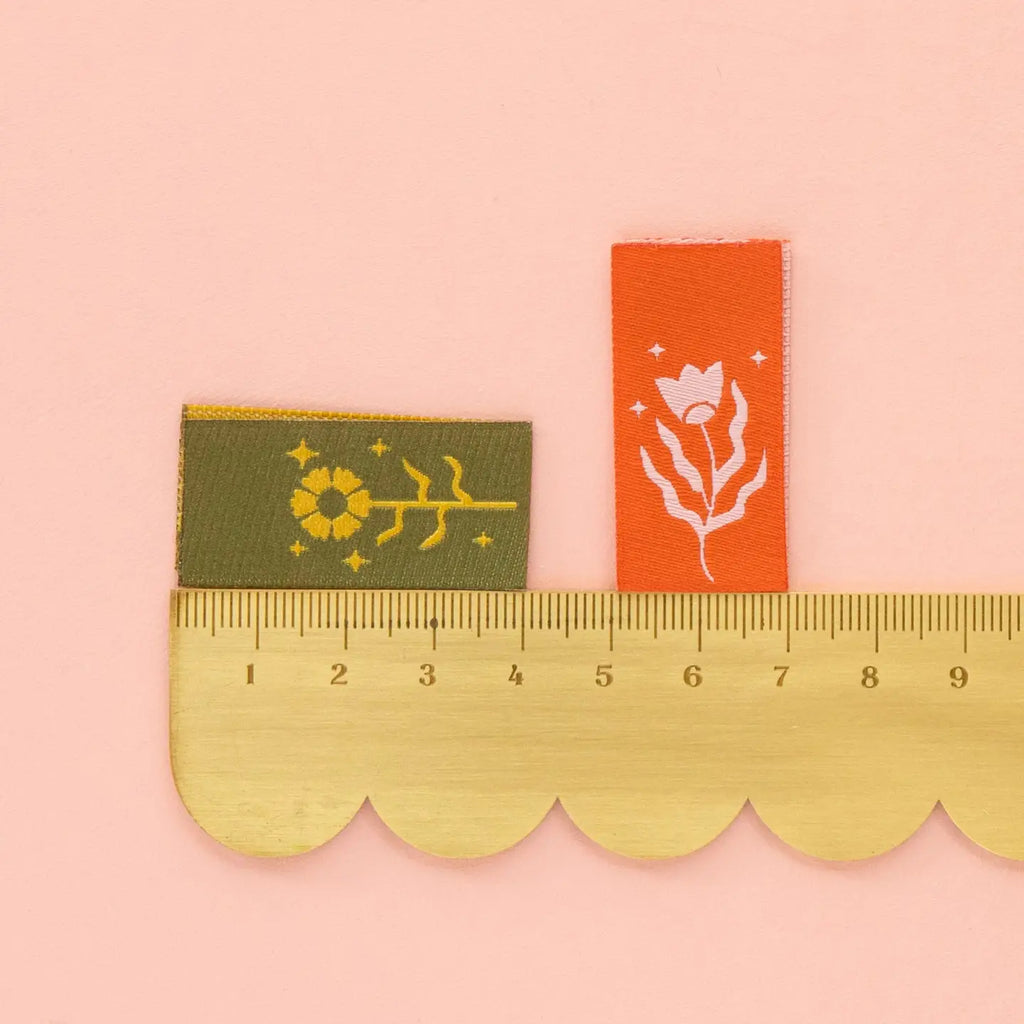 Sarah Hearts - Woven Clothing Label Tags - Floral Design