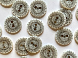 Textile Garden - Shell Buttons - 15mm - White Matte with Lace Design
