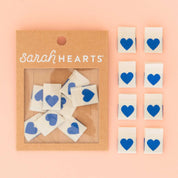 Sarah Hearts - Woven Clothing Label Tags - Blue Heart