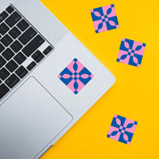 Sarah Hearts - Blue + Pink Quilt Block Sticker