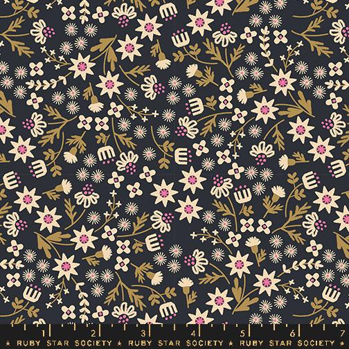 Ruby Star Society - Favorite Flowers - Soft Black - Inflorescence Florals - Ditsy Garden