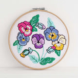 Antiquaria - Springtime Pansies Sampler Premium Embroidery Kit - 6 inch
