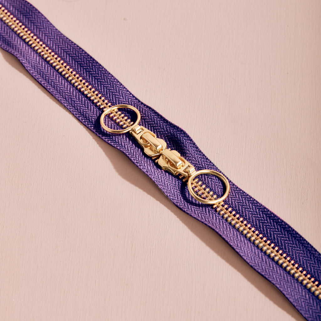 Atelier Brunette - Gold Double Zip Bag Zipper - 15.5 in/40 cm - Various Colors